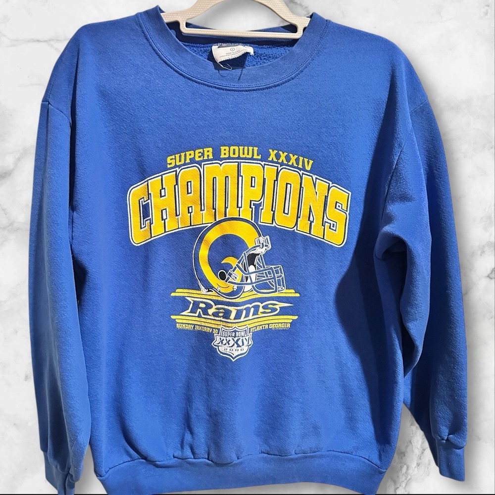 vintage‎ st louis rams 2000 super bowl champions sweat shirt made in USA